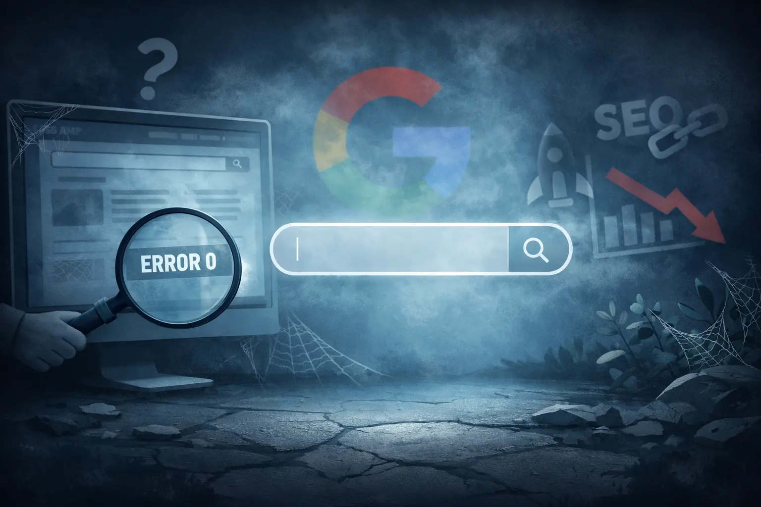 Empresário olhando para o computador preocupado com o site não aparecendo no Google